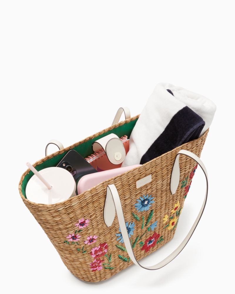 Garden Bouquet Embroidered Straw Tote | Kate Spade Outlet