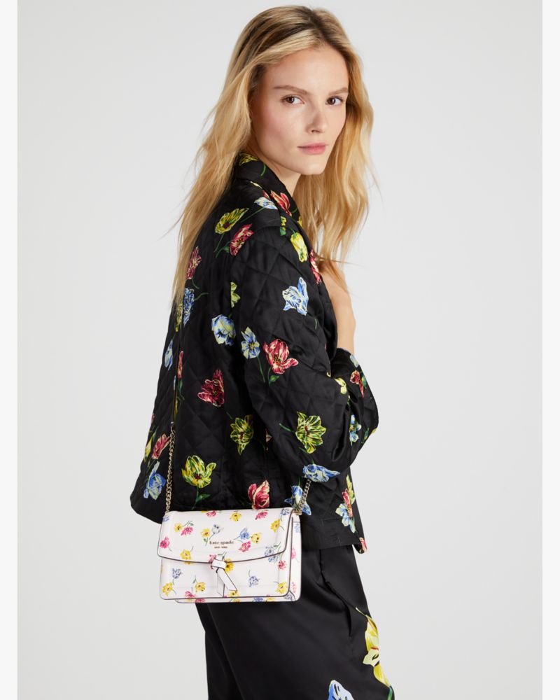 Kate Spade,Knott Tulip Toss Embossed Flap Crossbody,