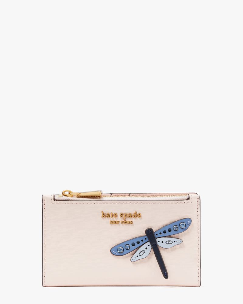 Kate Spade,Dragonfly Embellished Small Slim Bifold Wallet,Morning Beach Multi