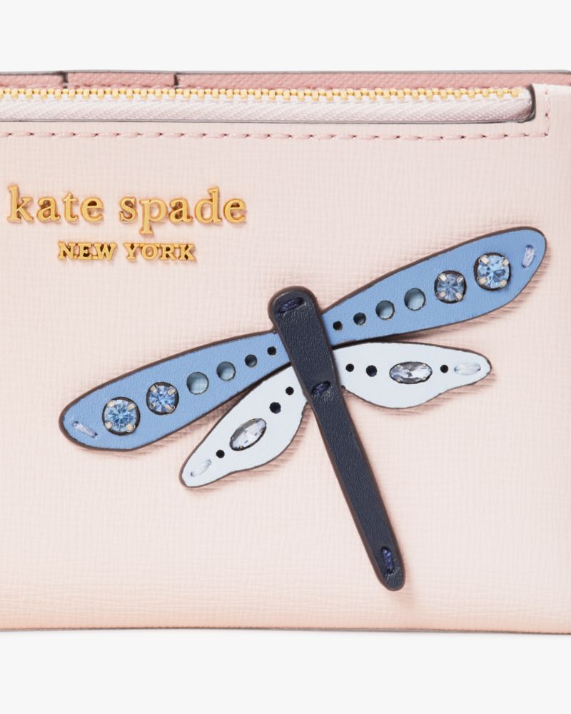 Kate Spade,Dragonfly Embellished Small Slim Bifold Wallet,Morning Beach Multi