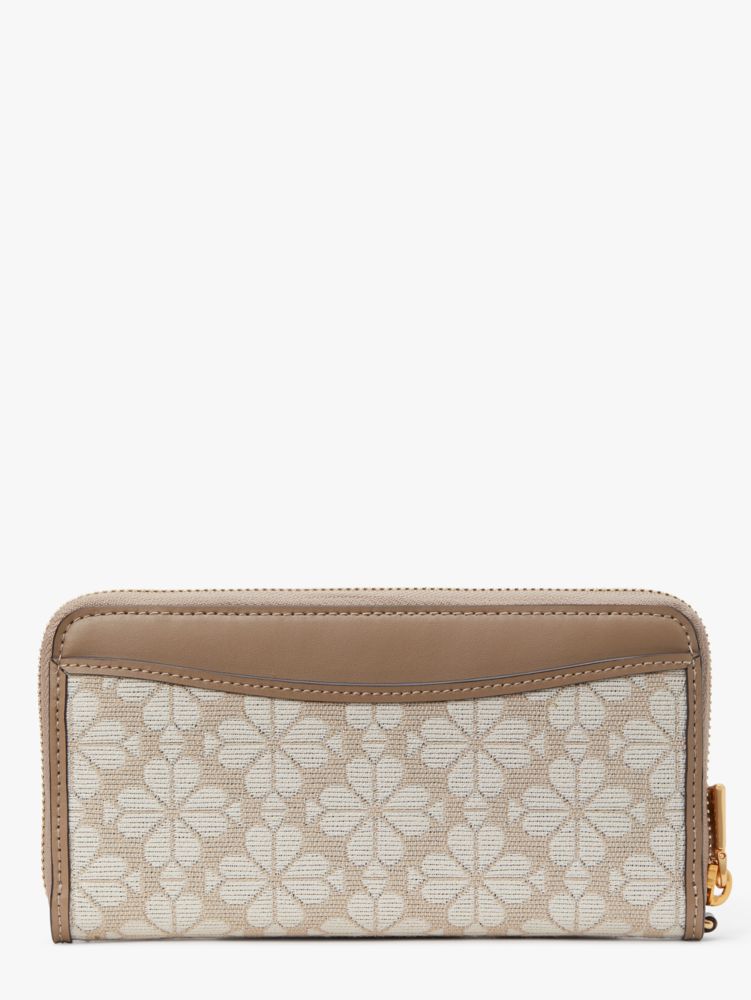 Kate Spade New York Spade Flower Monogram Coated Canvas Zip Around  Continental Wallet Natural Multi One Size