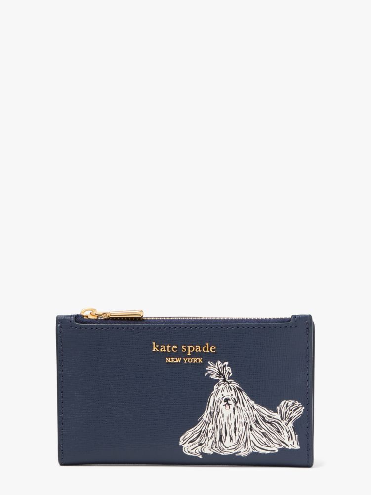 Shaggy Embossed Small Slim Bifold Wallet | Kate Spade New York