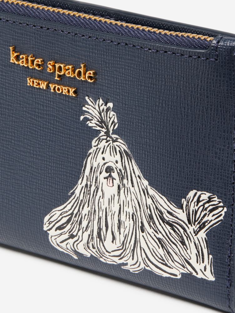  Kate Spade Darcy Large Slim Bifold Wallet Houndstooth in Black  Multi : 服裝，鞋子和珠寶