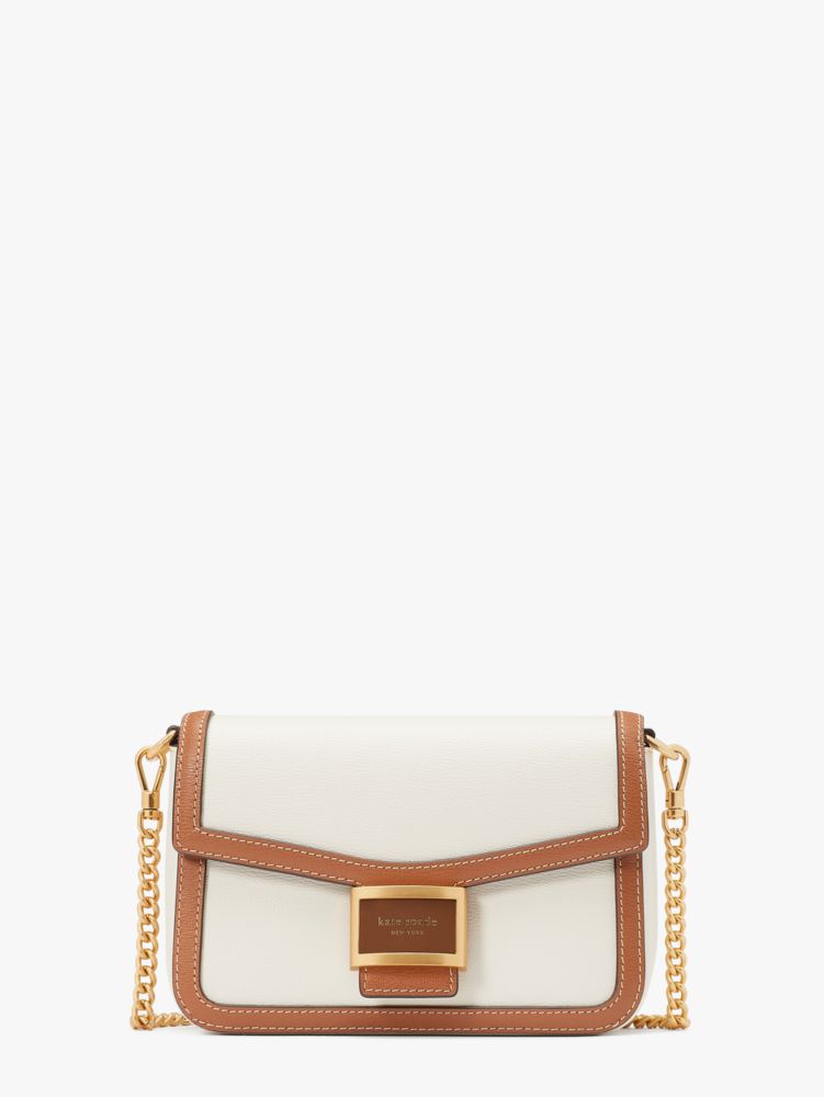 Kate Spade New York Katy Colorblock Textured Leather Flap Chain Crossbody Bag - Halo White Multi