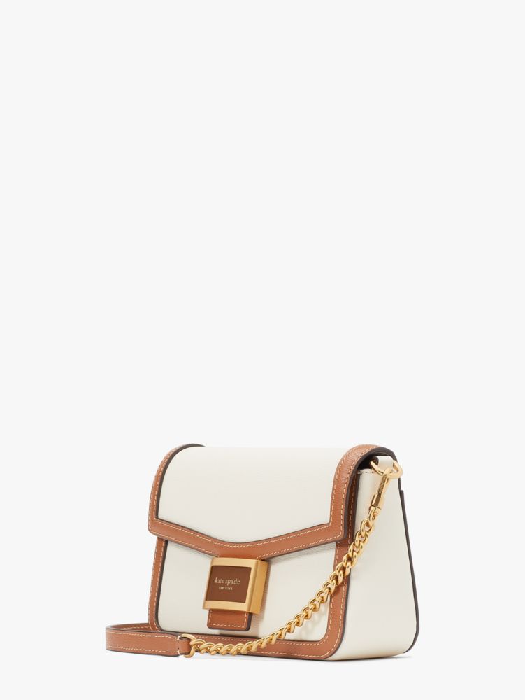 Kate Spade,Katy Colorblocked Textured Leather Flap Chain Crossbody,Halo White Multi