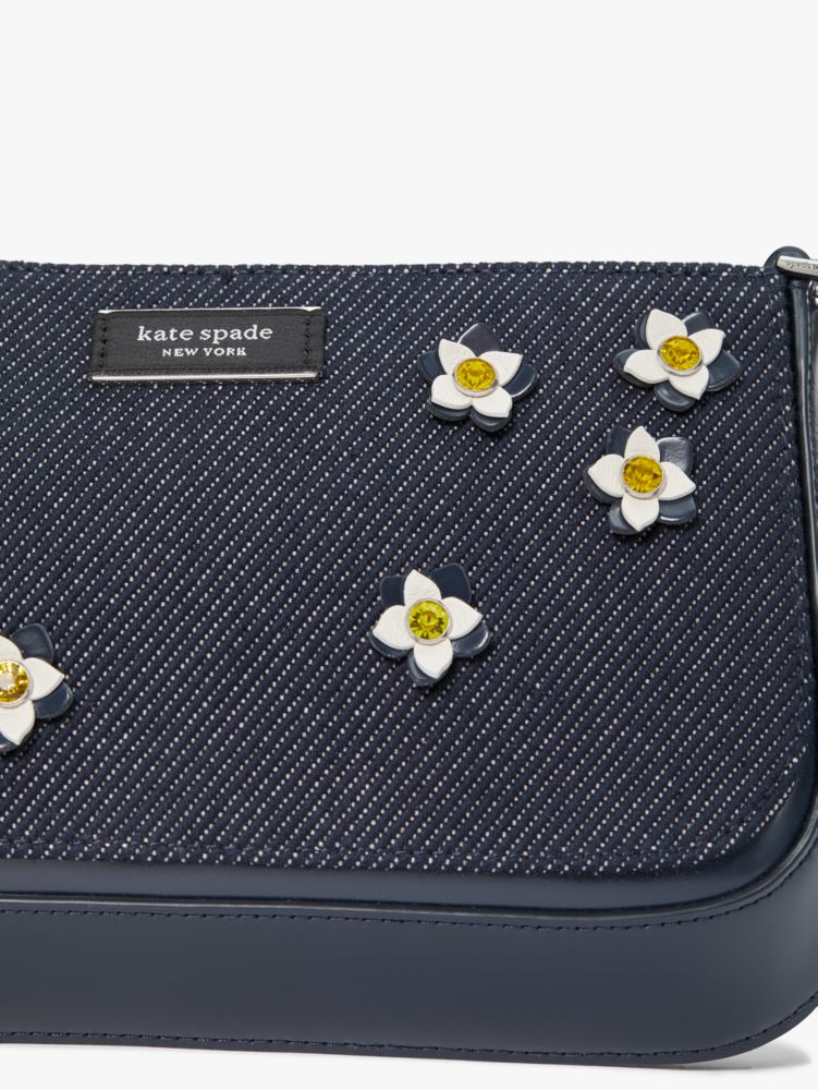 SALES (Ends 5 Sep Noon) Kate Spade Sam Icon Floral Embellished Denim Mini  Pochette Indigo Multi