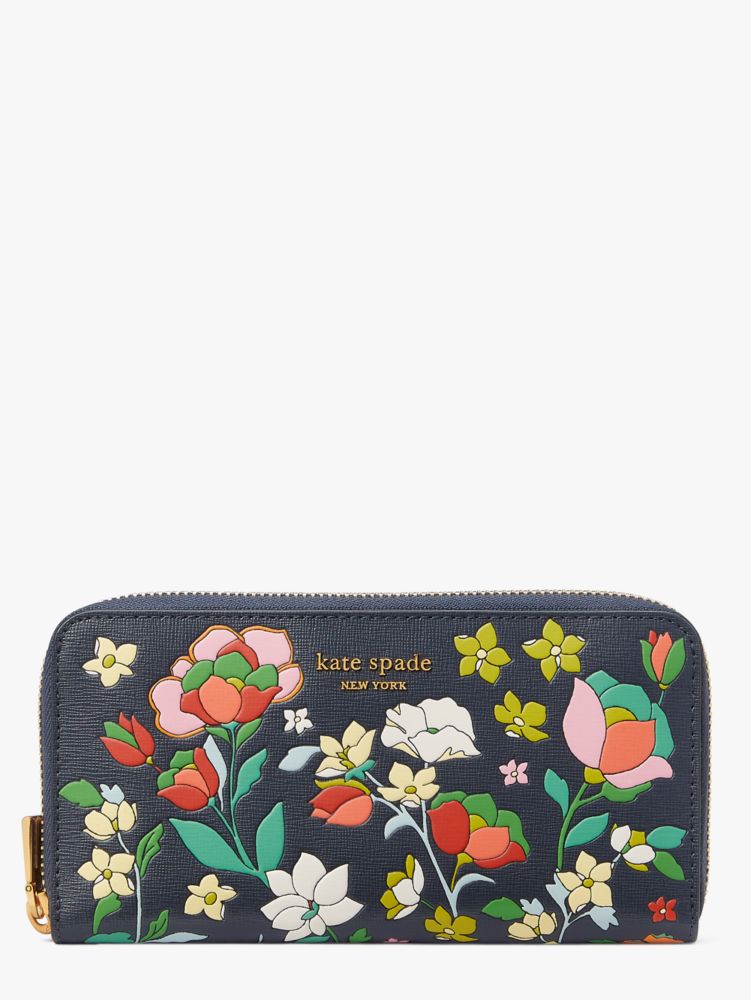 Morgan Flower Bed Embossed Zip Around Continental Wallet