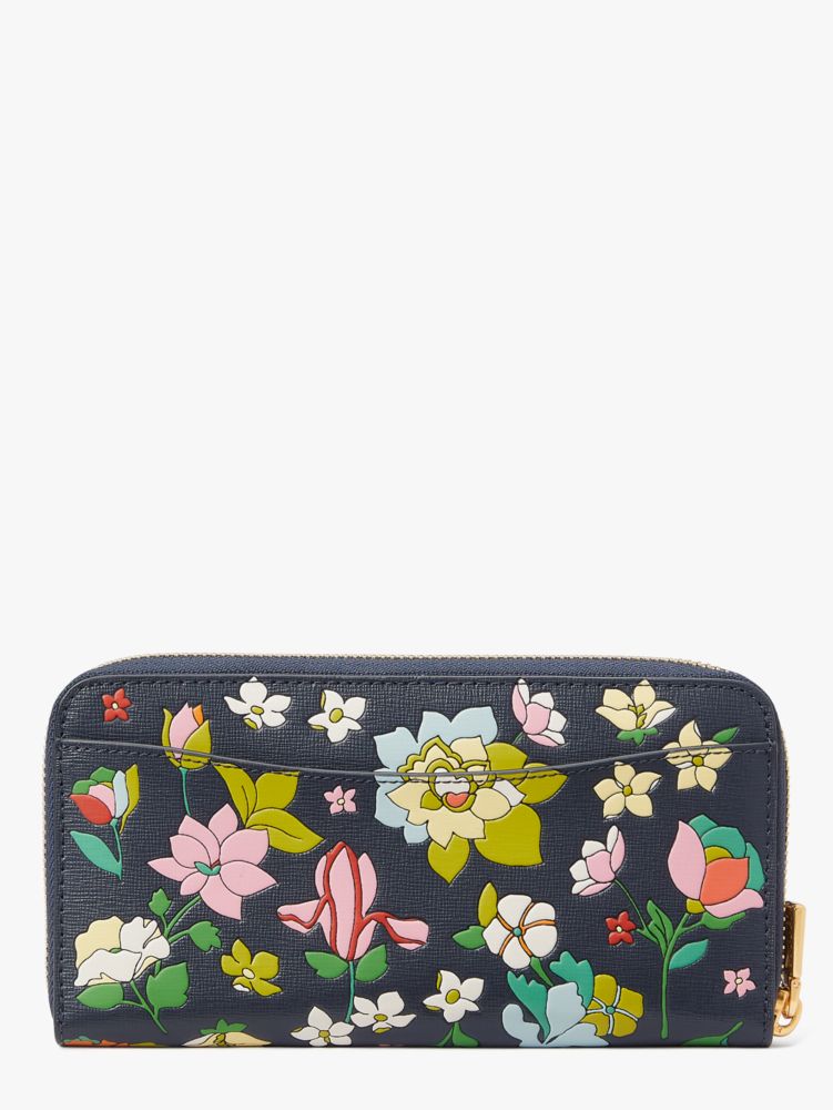 Kate Spade,Morgan Flower Bed Embossed Zip-around Continental Wallet,