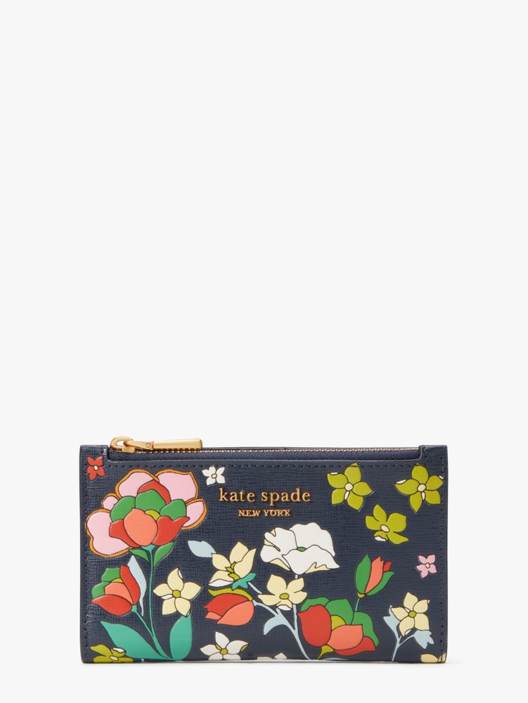 Spade Flower Monogram Coated Canvas Small Slim Bifold Wallet