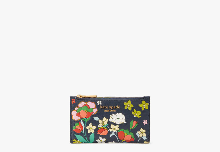 Kate Spade,Morgan Flower Bed Embossed Small Slim Bifold Wallet,