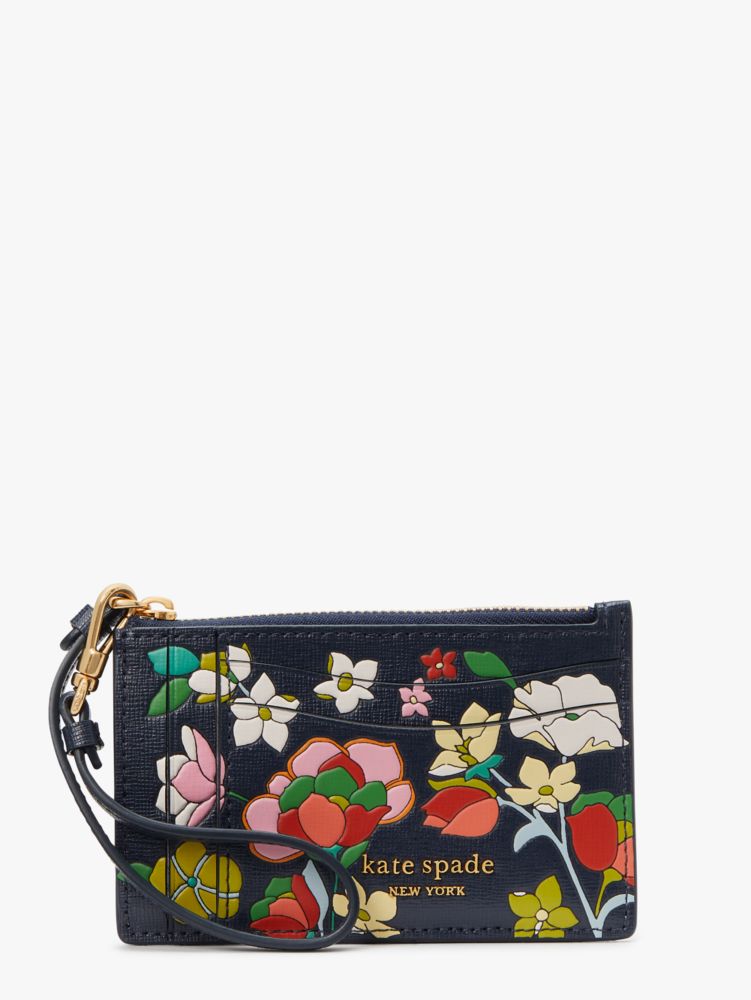 Morgan Flower Bed Embossed Card Case Wristlet