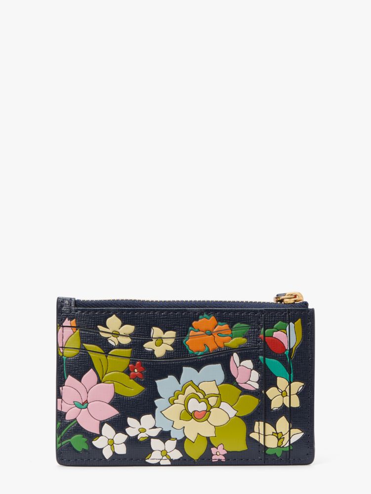 網上選購Kate Spade Kate Spade Morgan Flower Bed Embossed Zip Card Case Blazer  Blue Multi KB239 2023 系列