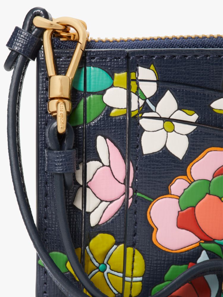  Kate Spade New York Morgan Flower Bed Embossed Saffiano Leather  Zip Around Continental Wallet Blazer Blue Multi One Size : Clothing, Shoes  & Jewelry