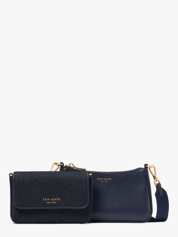 Kate Spade Morgan Double-up Leather Cross-body Bag in Black