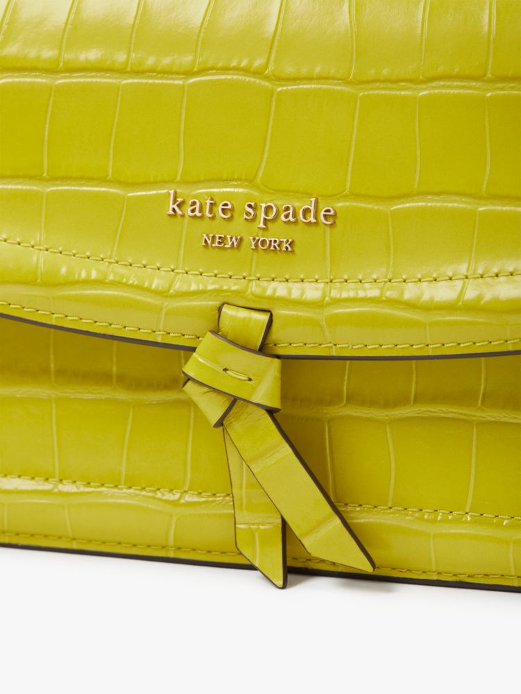 Kate Spade New York Knott Croc Embossed Leather Flap Mini Crossbody - Halo White