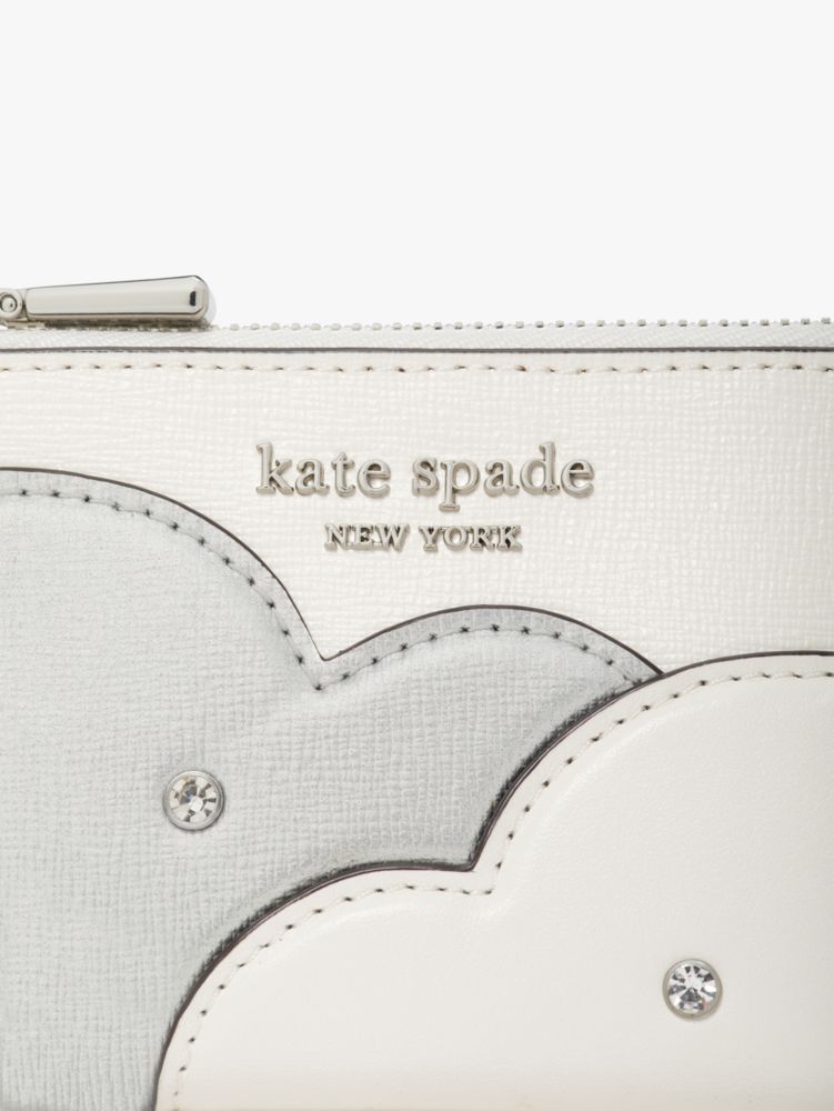 kate spade new york Shaken Not Stirred Embellished Metallic Saffiano Small  Slim Bifold Wallet
