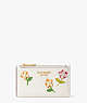 Kate Spade,In Bloom Flower Small Slim Bifold Wallet,Cream Multi