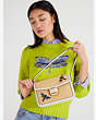 Kate Spade,Katy Dragonfly Embellished Straw Medium Shoulder Bag,Natural Multi