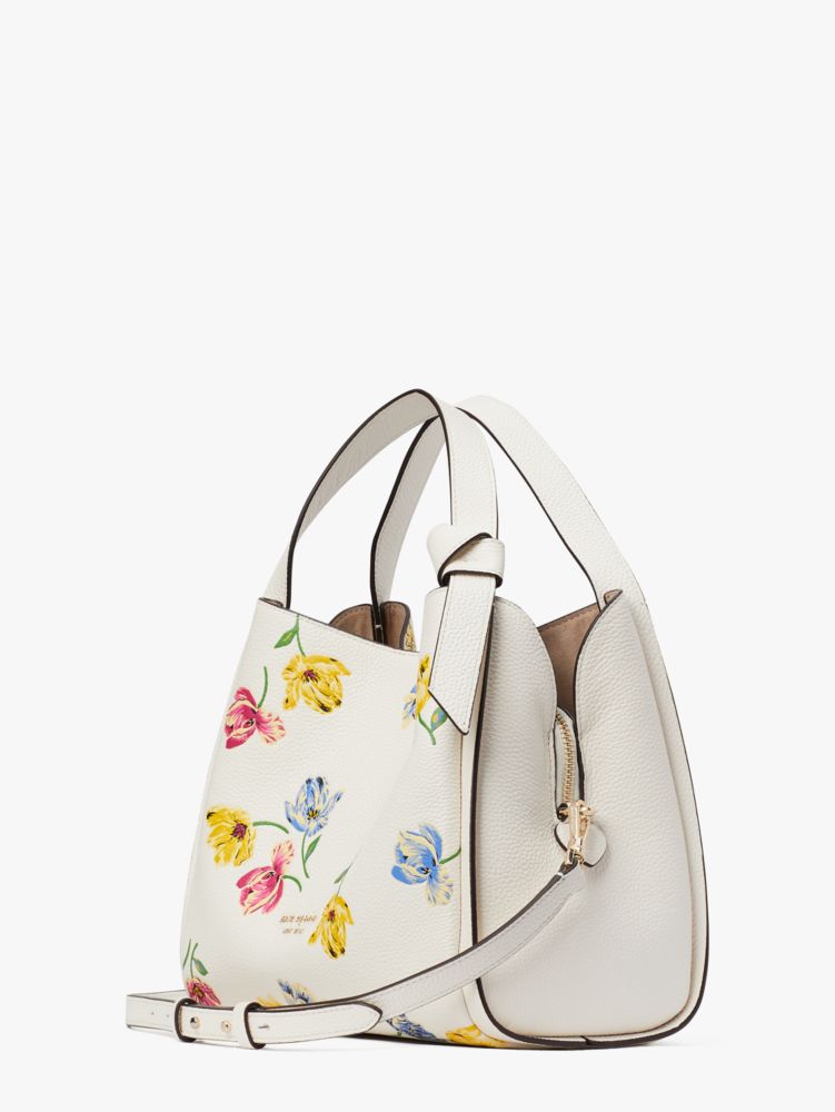 Kate Spade,Knott Tulip Toss Embossed Medium Crossbody Tote,Cream Multi