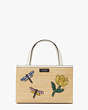 Kate Spade,Sam Icon Dragonfly Embellished Straw Small Tote,Natural Multi