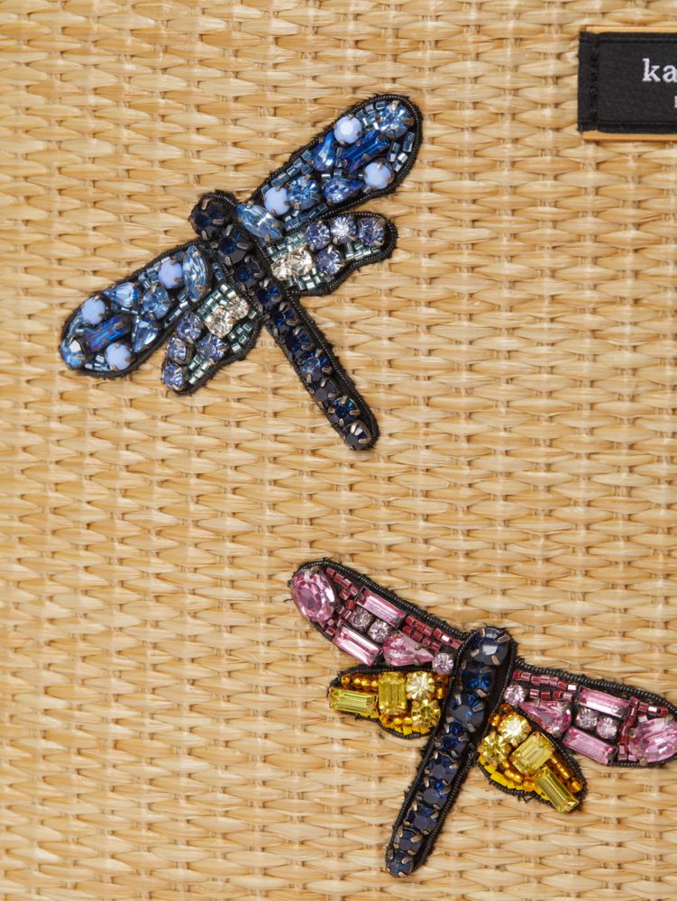Kate Spade New York Katy Dragonfly Embellished Straw Medium Bag (Authentic)  NWT