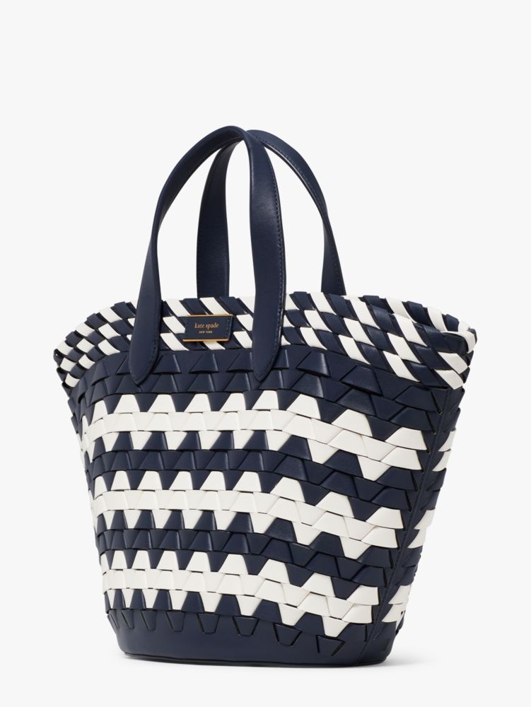 Zigzag Woven Leather Small Tote