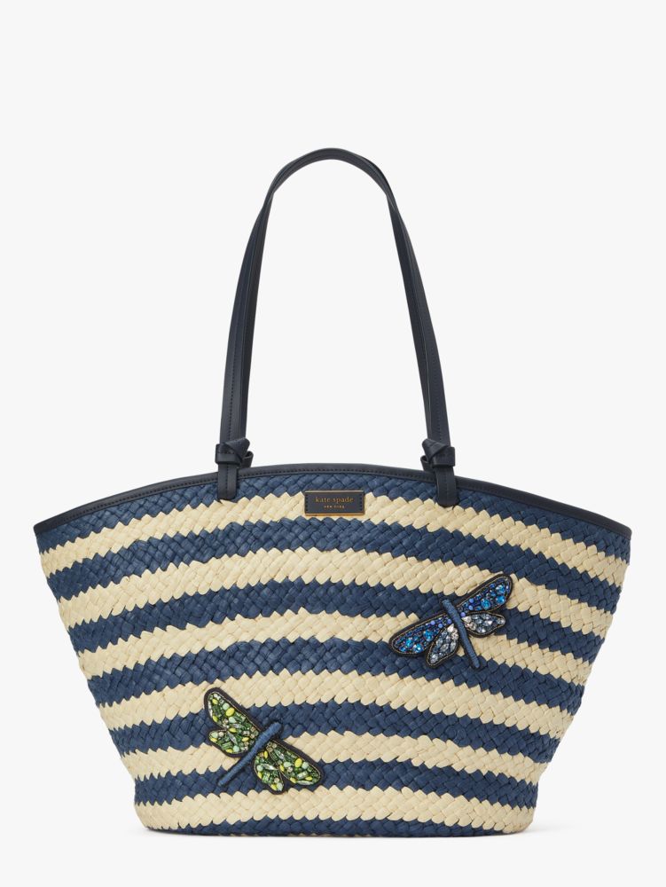 Shore Thing Embellished Striped Straw Large Tote Kate Spade New York