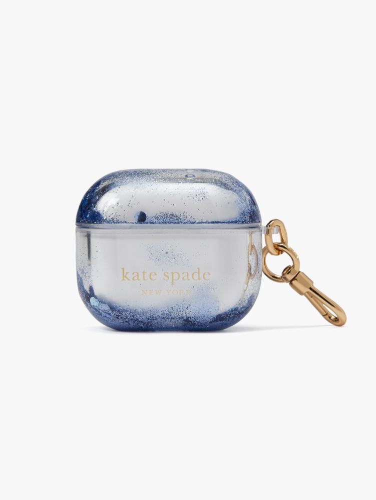 Kate Spade,Patio Tile Liquid Glitter Airpods Case,Blue Multicolor