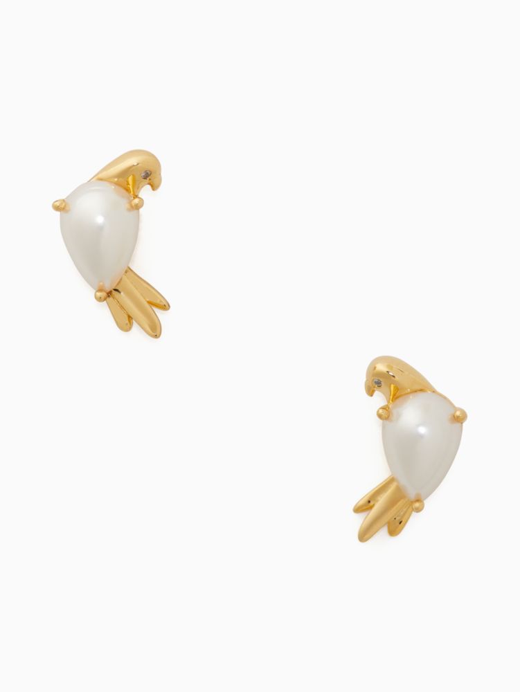 Kate Spade,spring scene bird studs,Cream