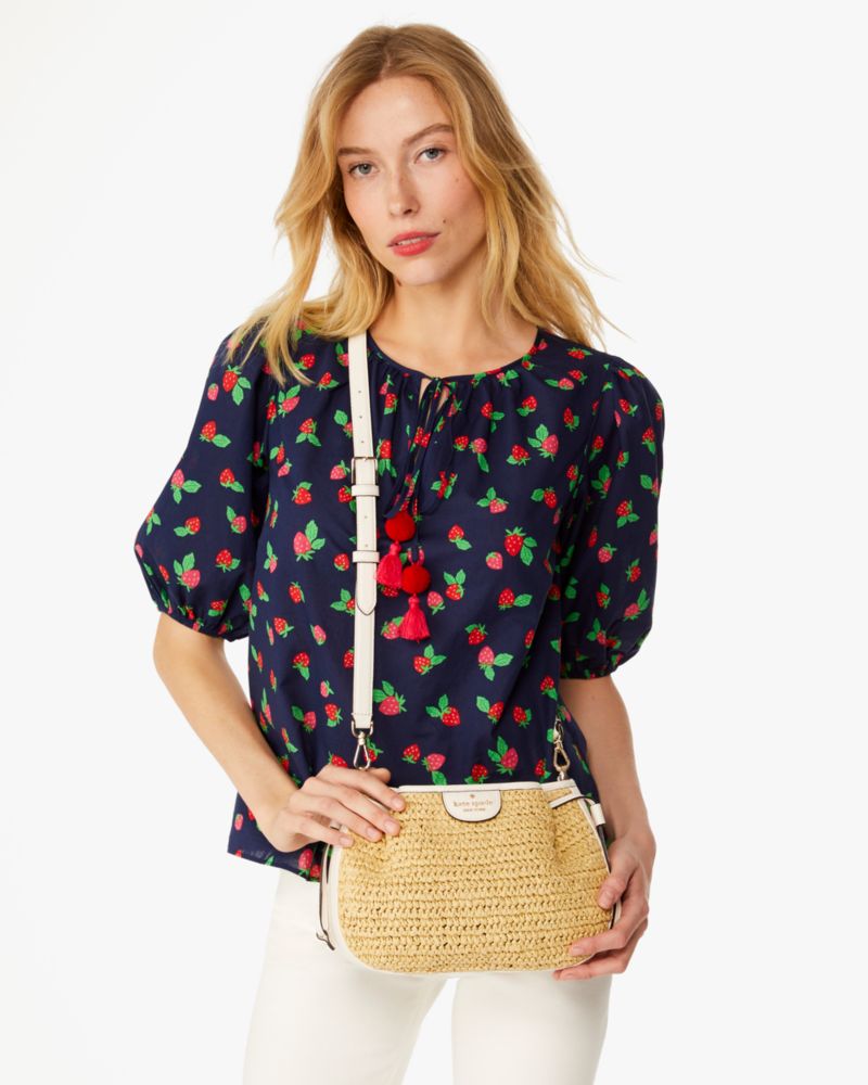 Kate Spade,Dumpling Straw Crossbody,Parchment Multi