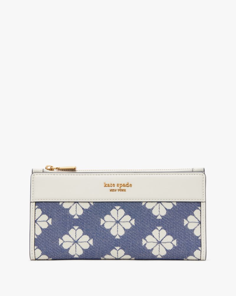 Kate Spade,スペード フラワー ツートーン キャンバス ジップ スリム ウォレット,財布小物,ヘイローホワイトマルチ