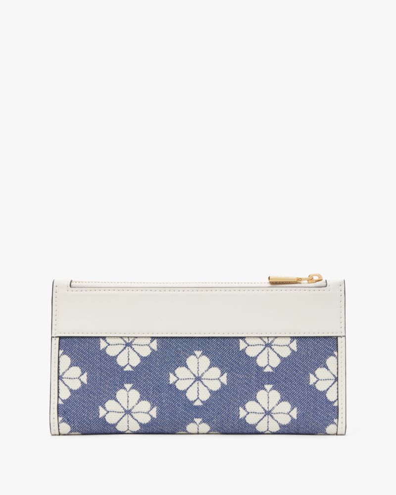 Spade Flower Two-tone Canvas Zip Slim Wallet