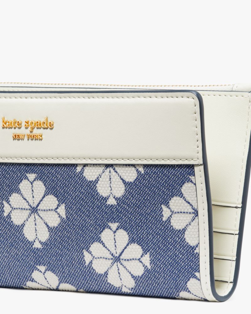 Spade Flower Two-tone Canvas Zip Slim Wallet
