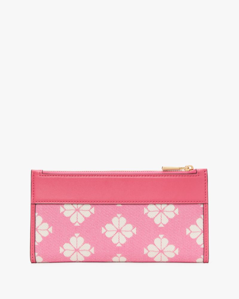Kate Spade,Spade Flower Two-tone Canvas Zip Slim Wallet,