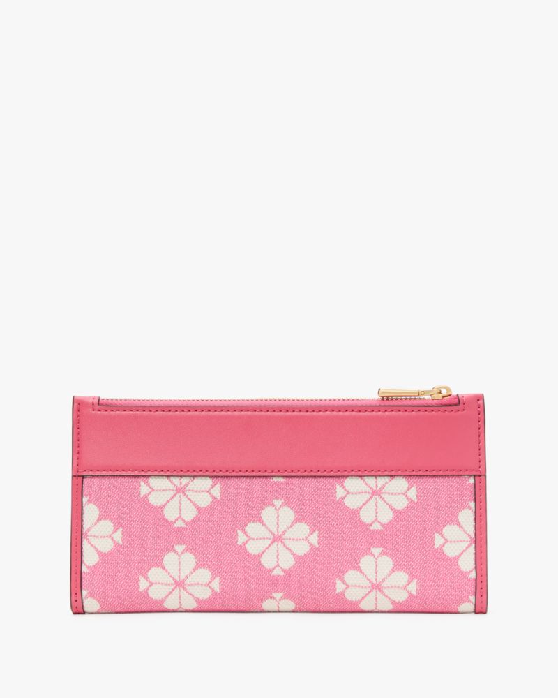 Spade Flower Two-tone Canvas Zip Slim Wallet