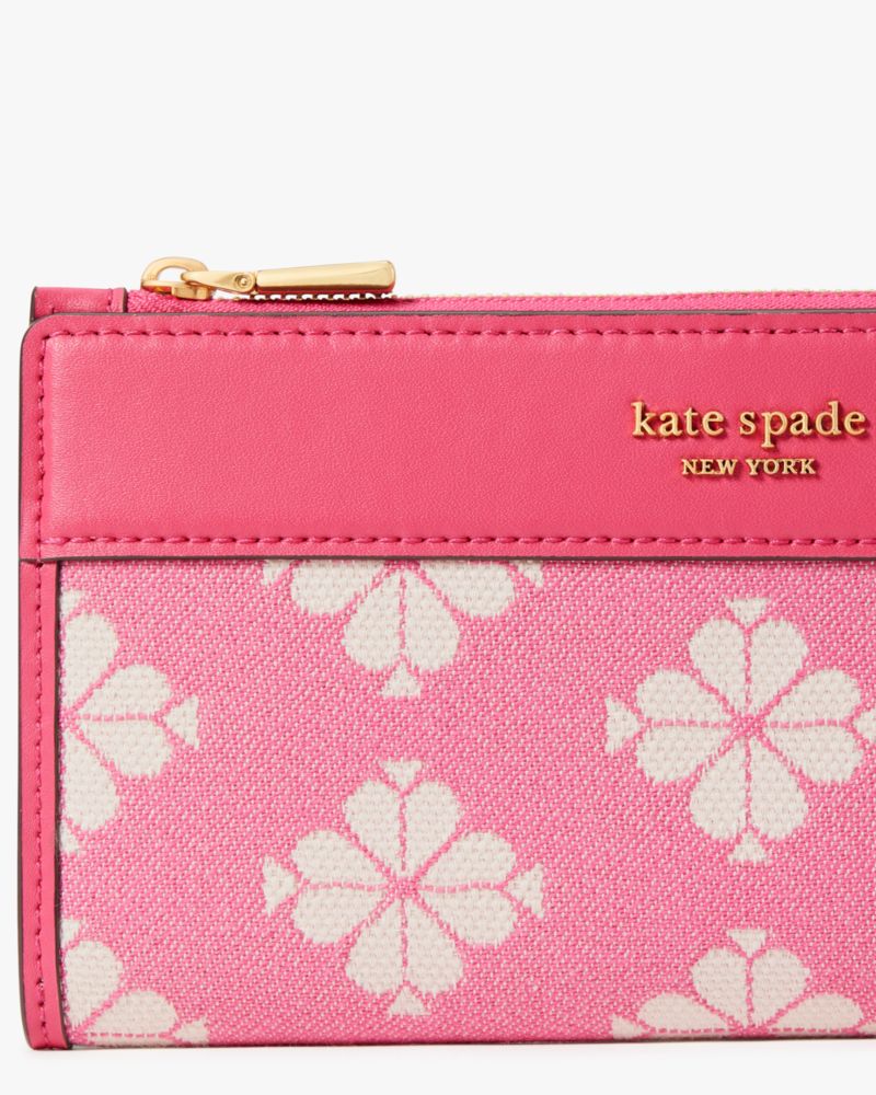 Spade Flower Two-tone Canvas Zip Slim Wallet