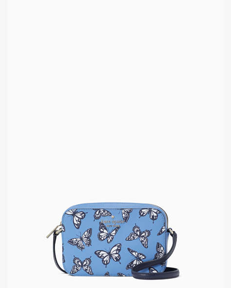 Kate Spade,staci butterfly sky printed mini camera bag,Blue Multicolor