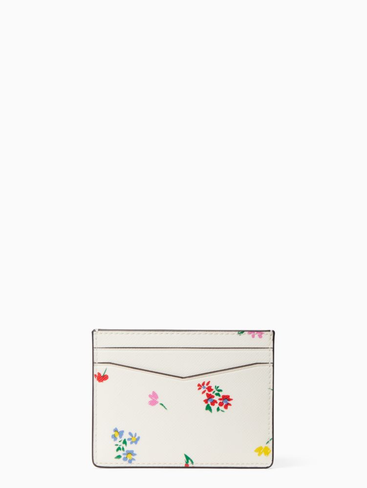 Kate Spade,ステイシー ガーデン ブーケ ディッツィー プリント ボックス スモール スリム カード ホルダー,財布小物,クリームマルチ