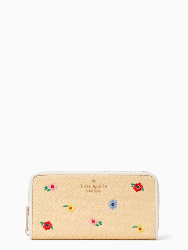 Staci Garden Bouquet Straw Large Continental Wallet | Kate Spade