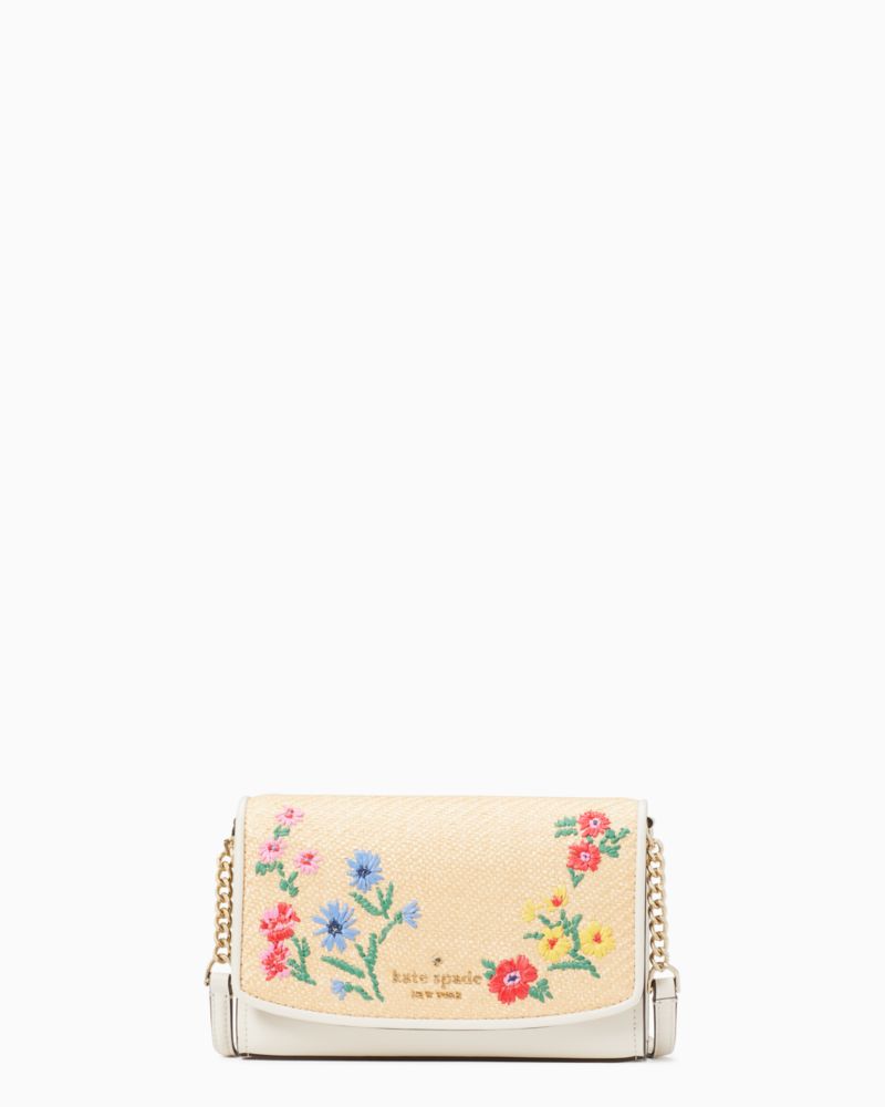 Kate Spade New York Staci Floral Straw Small Flap Crossbody, Parchment  Multi : : Clothing, Shoes & Accessories