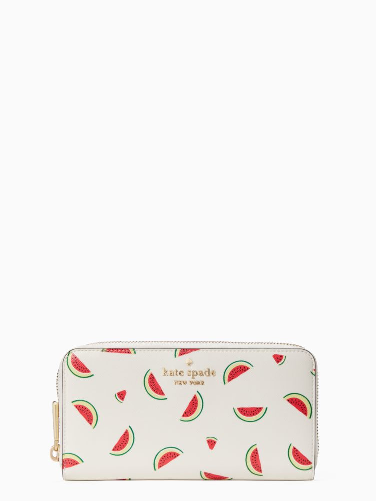 Kate Spade,Staci Watermelon Party Large Continental Wallet,Cream Multi