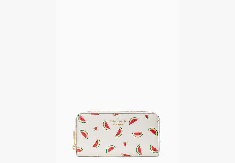 Kate Spade,Staci Watermelon Party Large Continental Wallet,Cream Multi image number 0