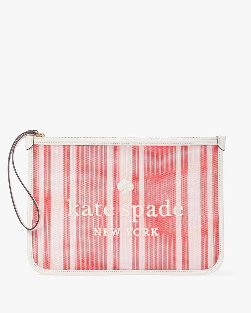 Kate Spade,エラ ビーチ チェア ストライプ メッシュ リスレット ポーチ,財布小物,ヘアルームトマトマルチ