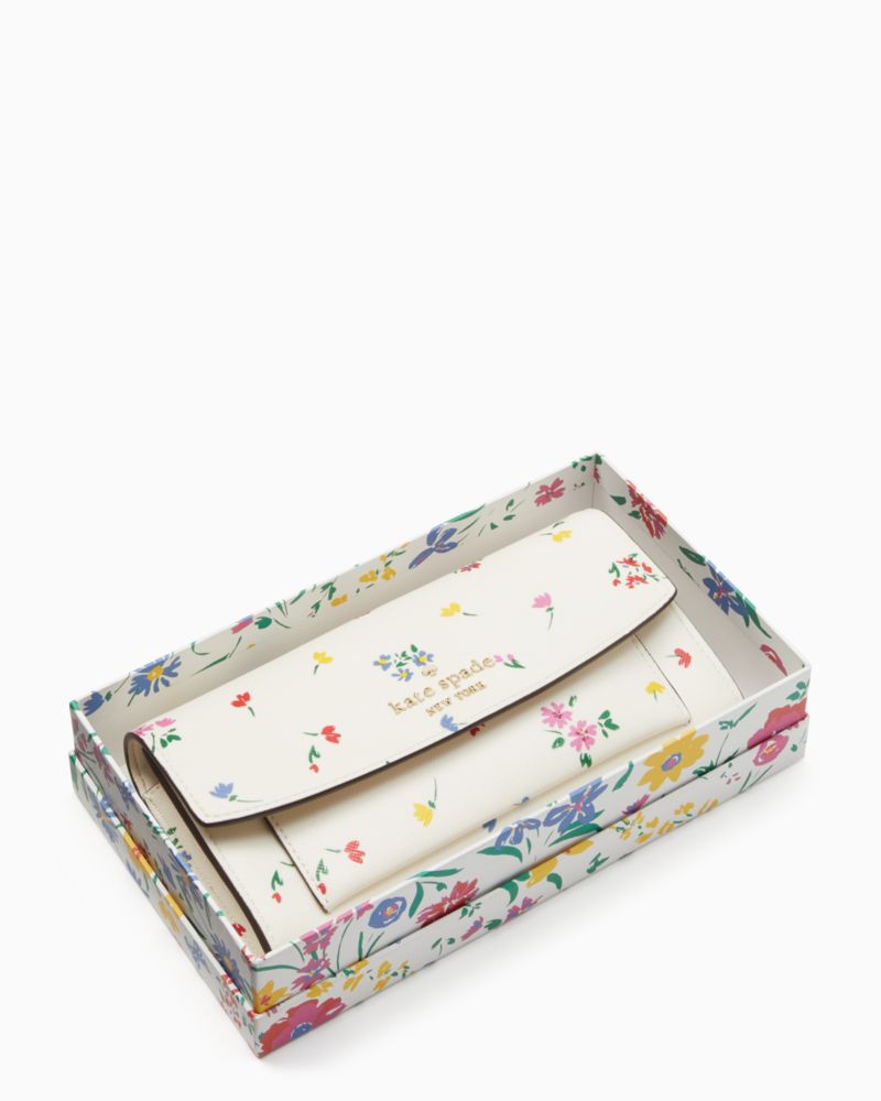 Kate Spade,Staci Garden Bouquet Boxed Large Wallet Card Case,