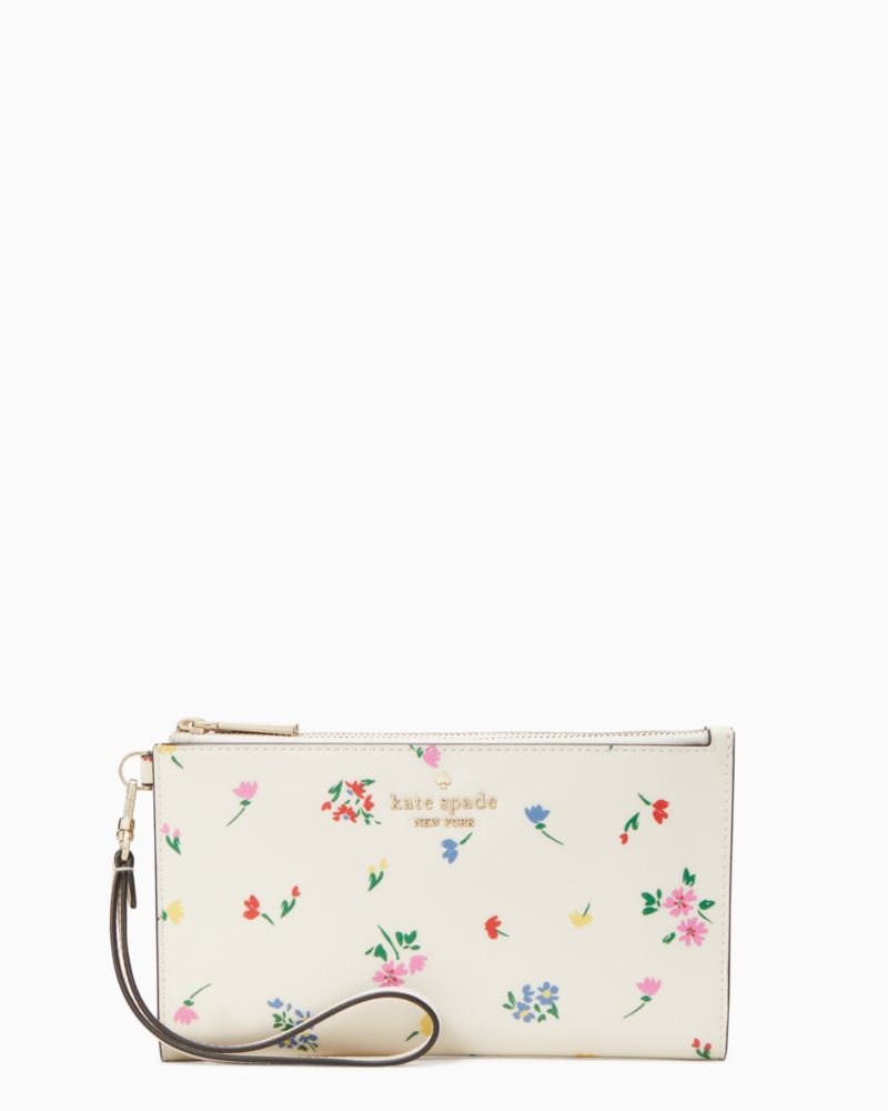 Kate Spade,ステイシー ガーデン ブーケ ディッツィー プリント ボックス ダブル ジップ リストレット,財布小物,クリームマルチ