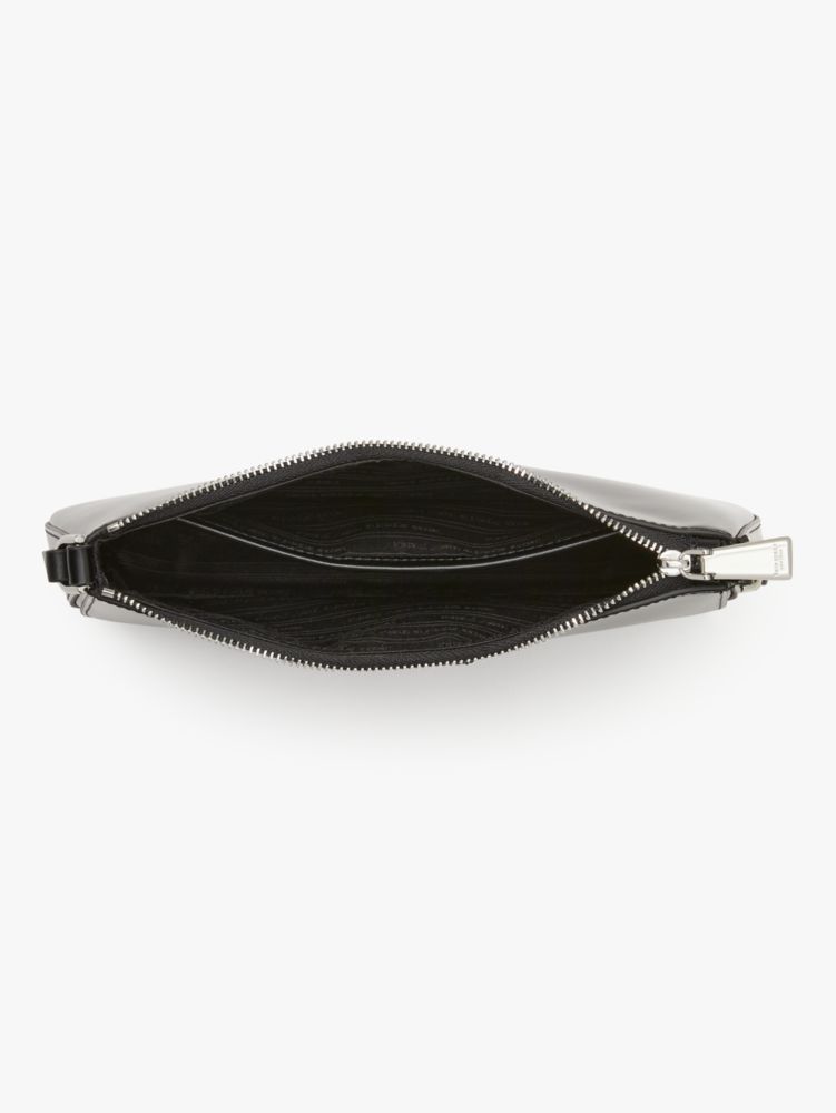 Kate Spade,Sam Icon Leather Mini Pochette,Leather,Pouch,Wristlet,Logo,Tag Embellishment,Casual,Black