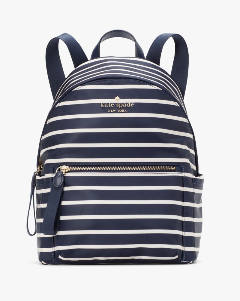 Kate Spade,Chelsea Nylon Medium Backpack,Striped,Blue Multi