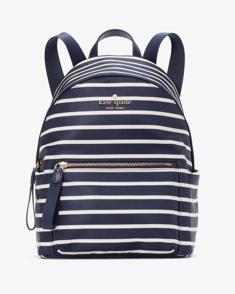 Black and white shop striped backpack purse