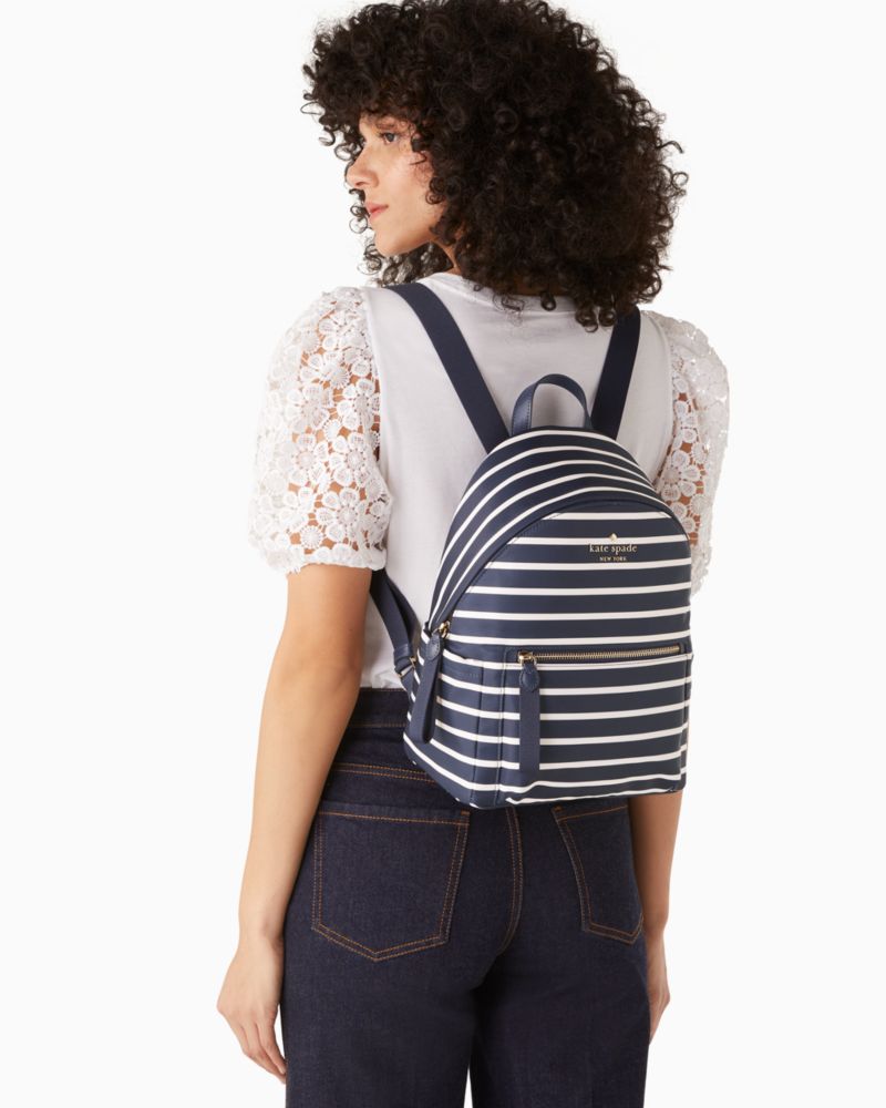 Kate Spade,Chelsea Nylon Medium Backpack,Striped,Blue Multi