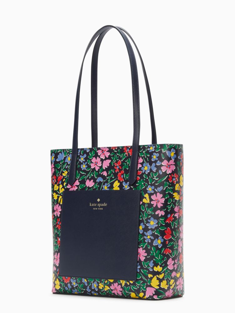 Kate Spade Daily Tote Top Zip Shoulder Bag Shoreside Floral Parisian Blue  Multi